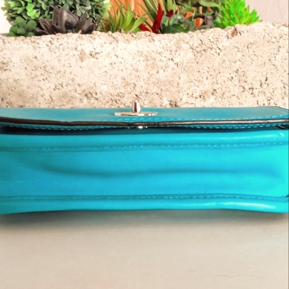 Coach Legacy Turquoise Aqua Leather Penny Crossbody Small Shoulder Bag - Picture 7 of 9